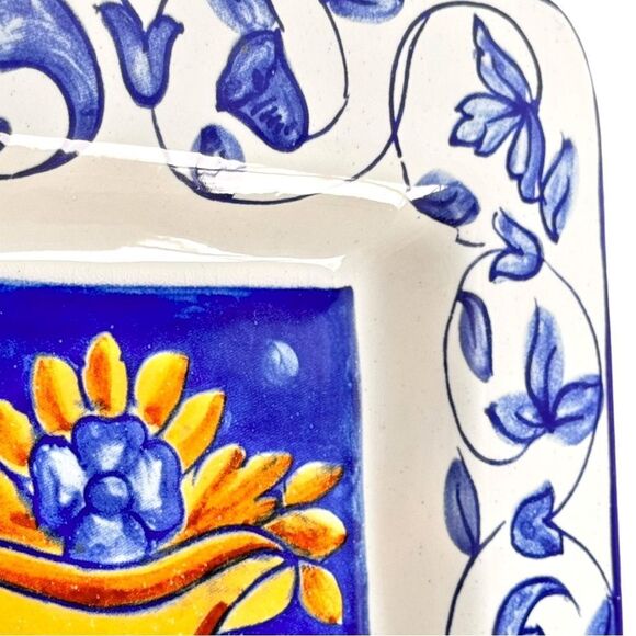 Vintage Square Decorative Unique Pottery Dish Plate. Ashtray. - Picture 3 of 10